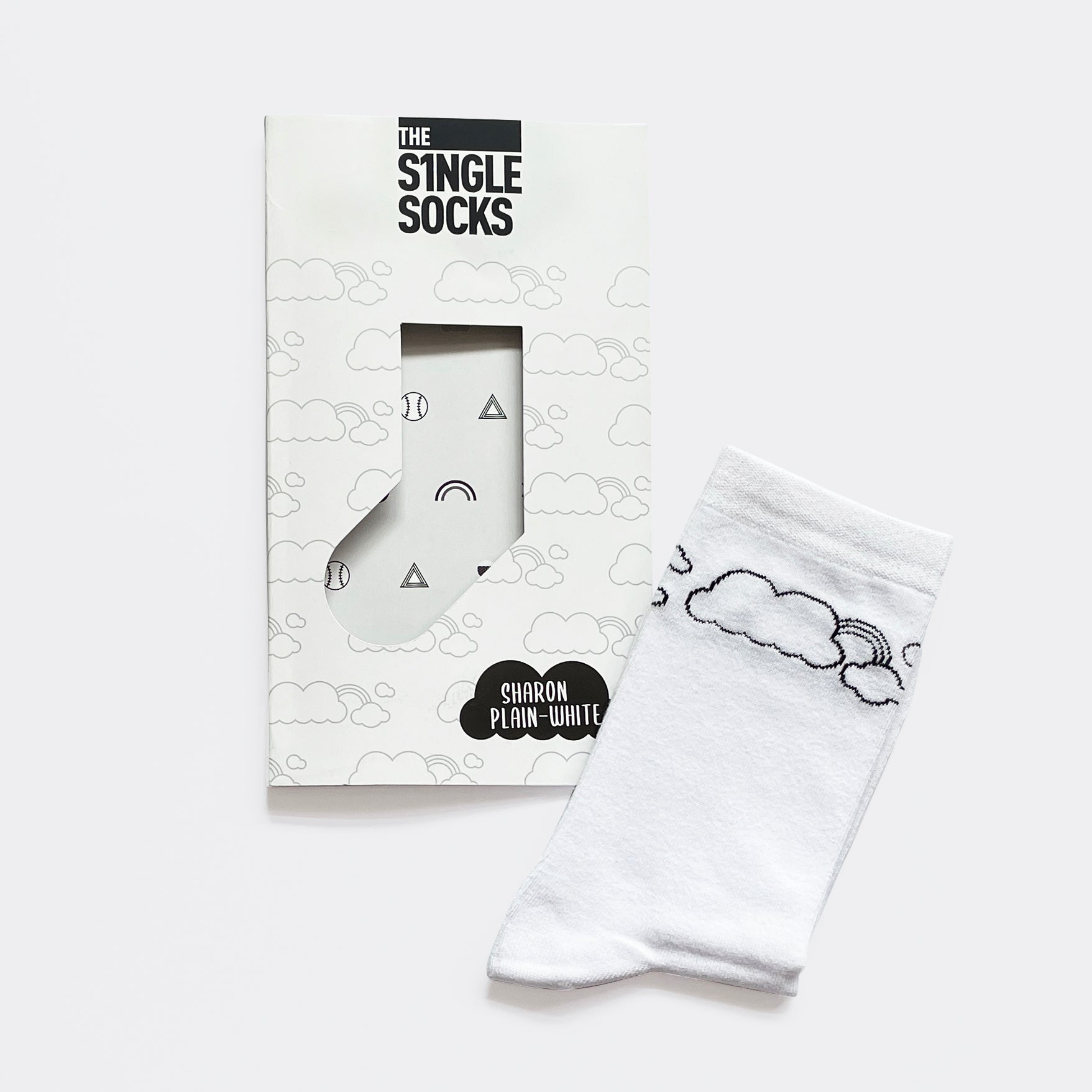 The Single Socks I Sharon Plain-White